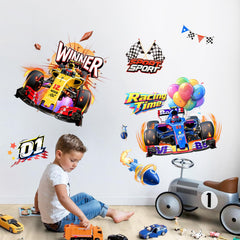 Supzone racing car wall decor, removable on smooth surfaces without residue.