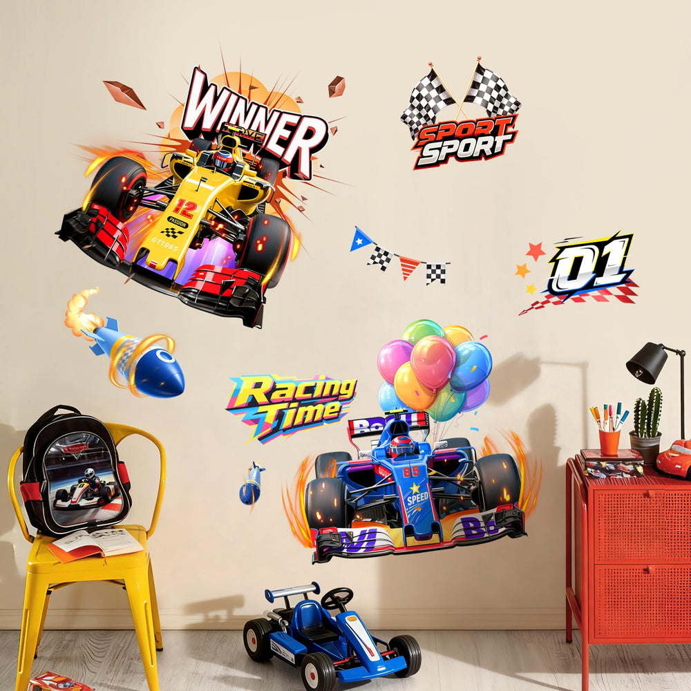 Supzone racing car wall decor, ideal for birthdays and gift ideas.