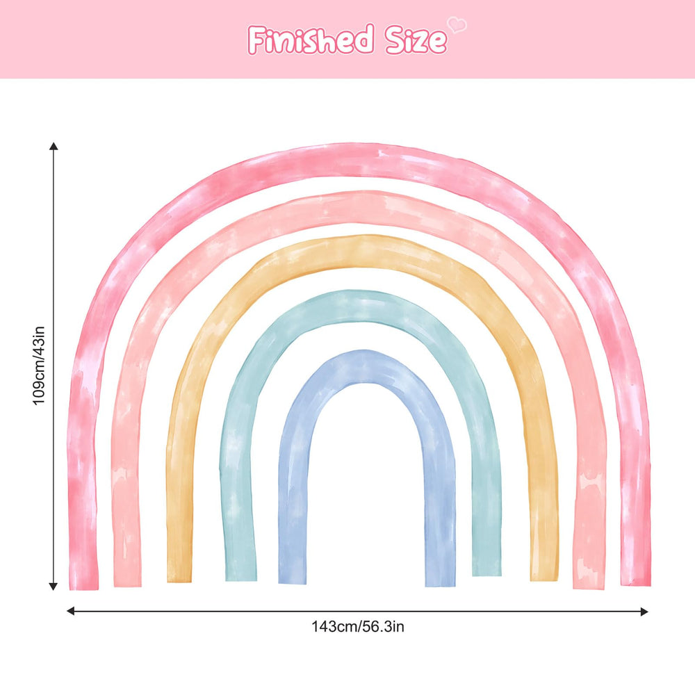 Supzone rainbow decal watercolor pattern; soft gradients for calming décor.