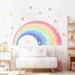 Supzone rainbow hearts wall stickers arranged in clusters for cheerful playroom decor.