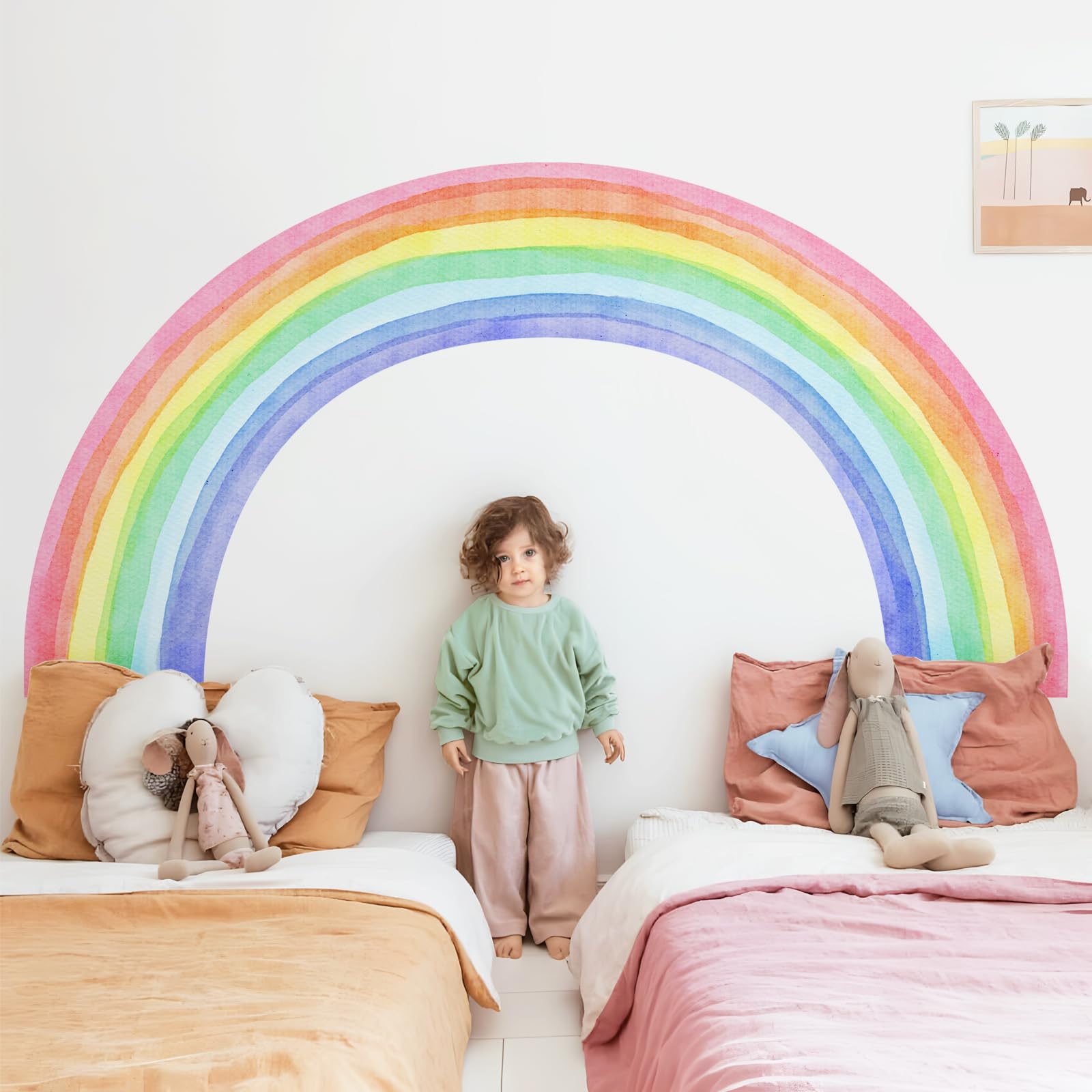 Supzone multi-piece rainbow wall mural suitable for classrooms and playrooms.