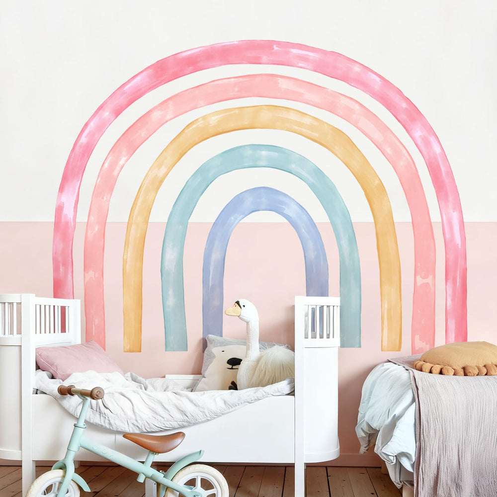 Supzone rainbow wall mural four sheets; easy to assemble on smooth surfaces.