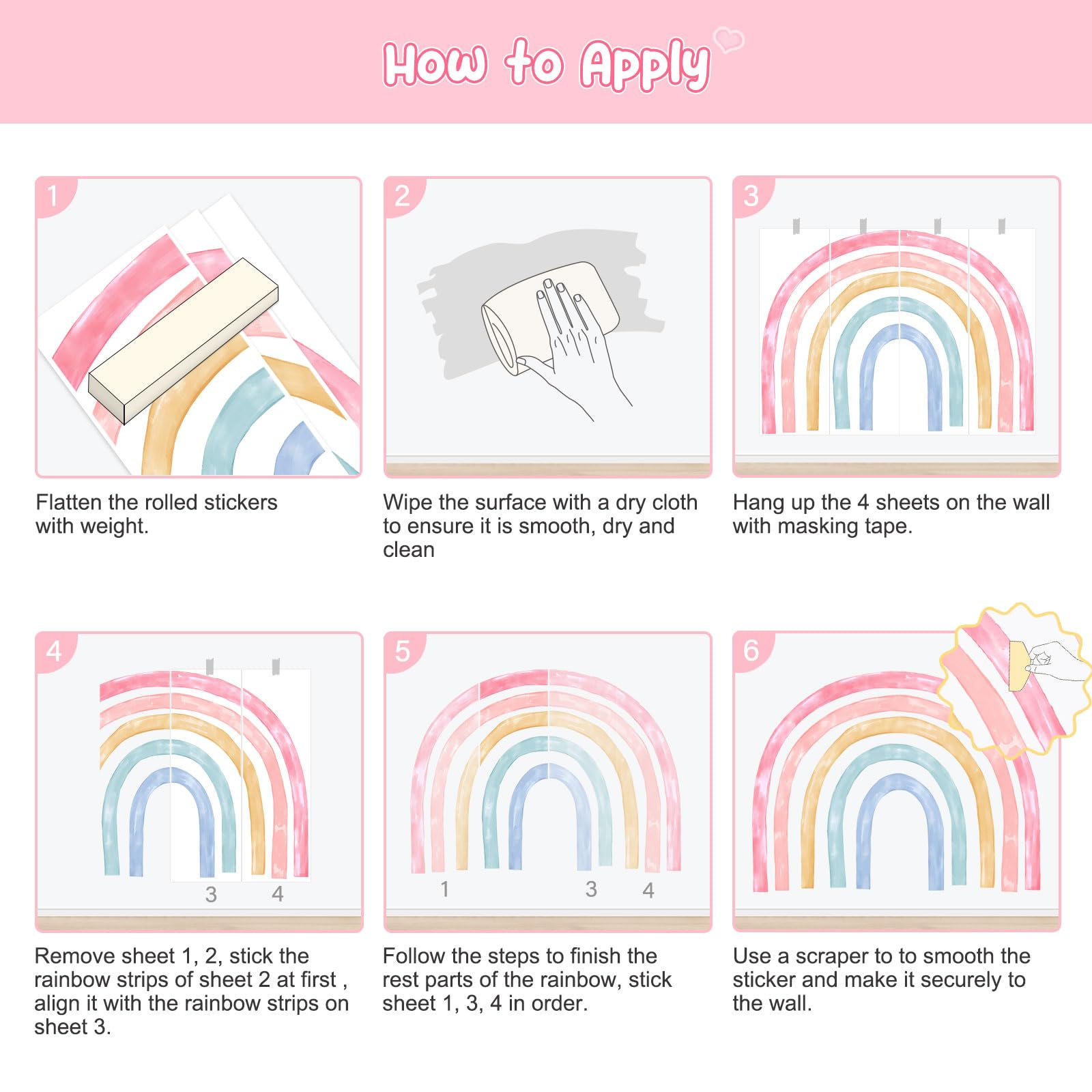 Supzone rainbow wall sticker; removable without residue on glass or walls.