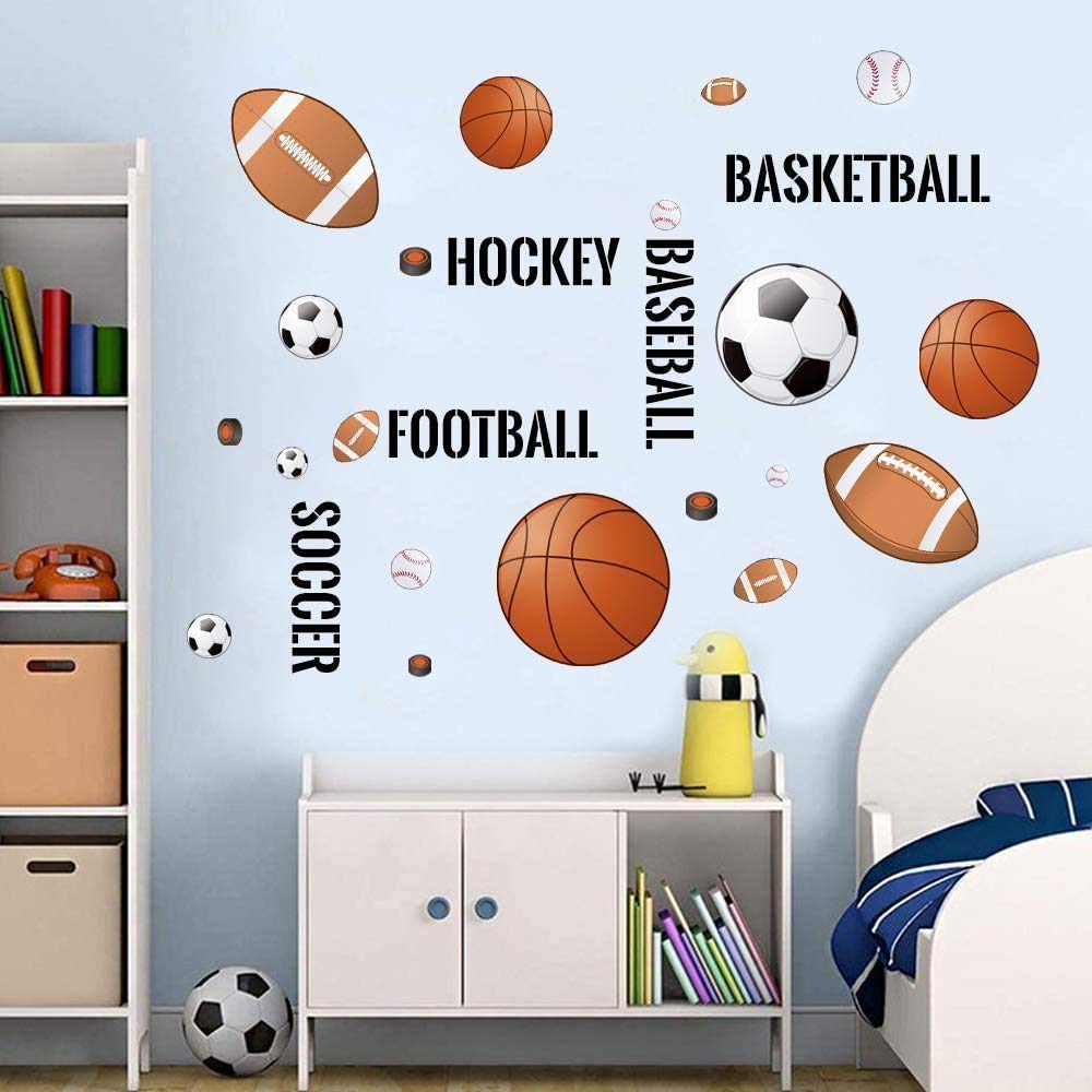 Supzone basketball wall sticker for kids' room adds playful athletic vibe.