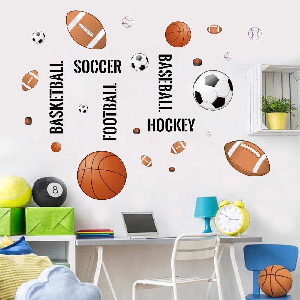 Supzone hockey ball decals introduce bold accents to kid spaces.