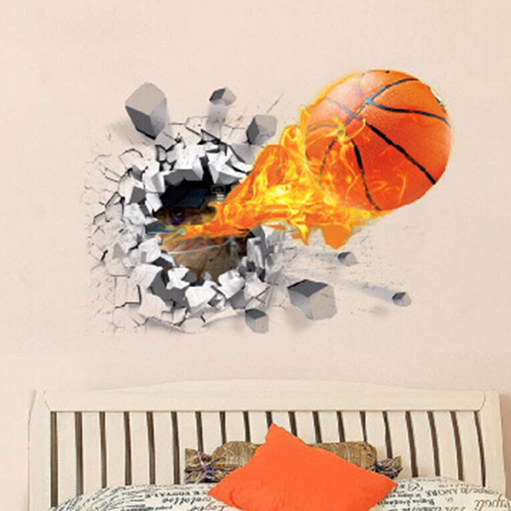 Supzone 3D sparks basketball decal; safe, non-toxic decor for kids’ room