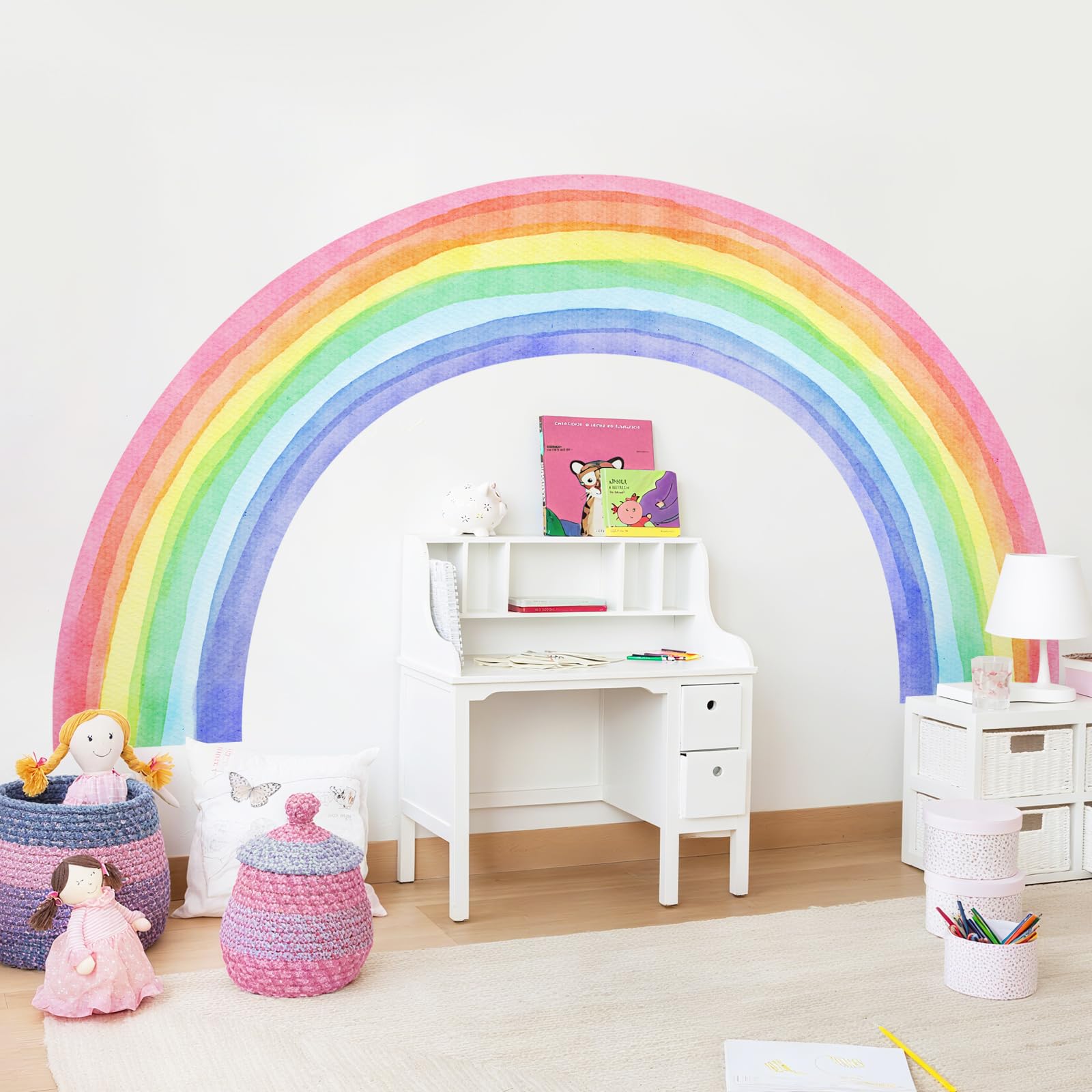 Supzone waterproof rainbow decals resist dirt on kids' walls.