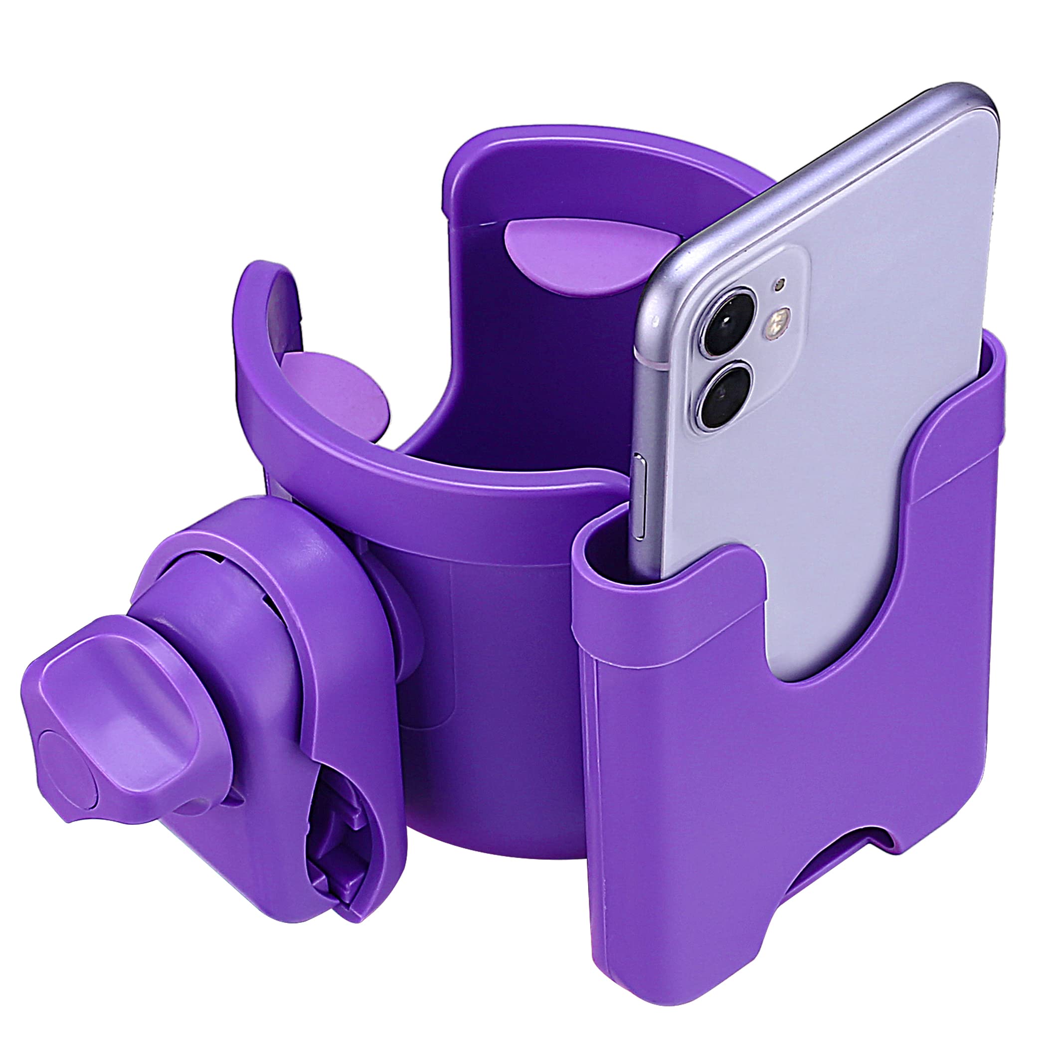 Suranew adjustable cup holder on handlebar for hands-free sipping during a stroll.