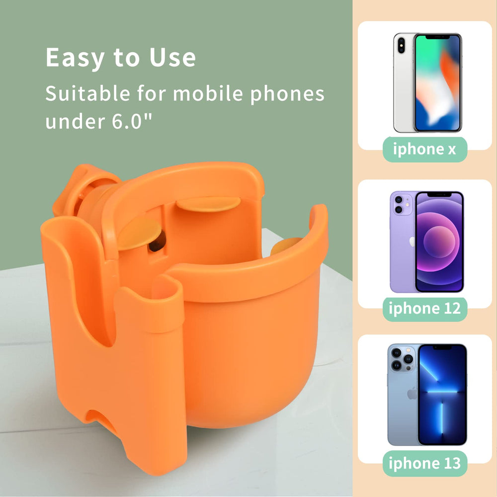 Close-up of tool-free installation on orange Suranew cup holder