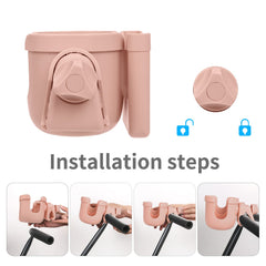 Suranew built-in phone holder keeps device accessible while strolling.