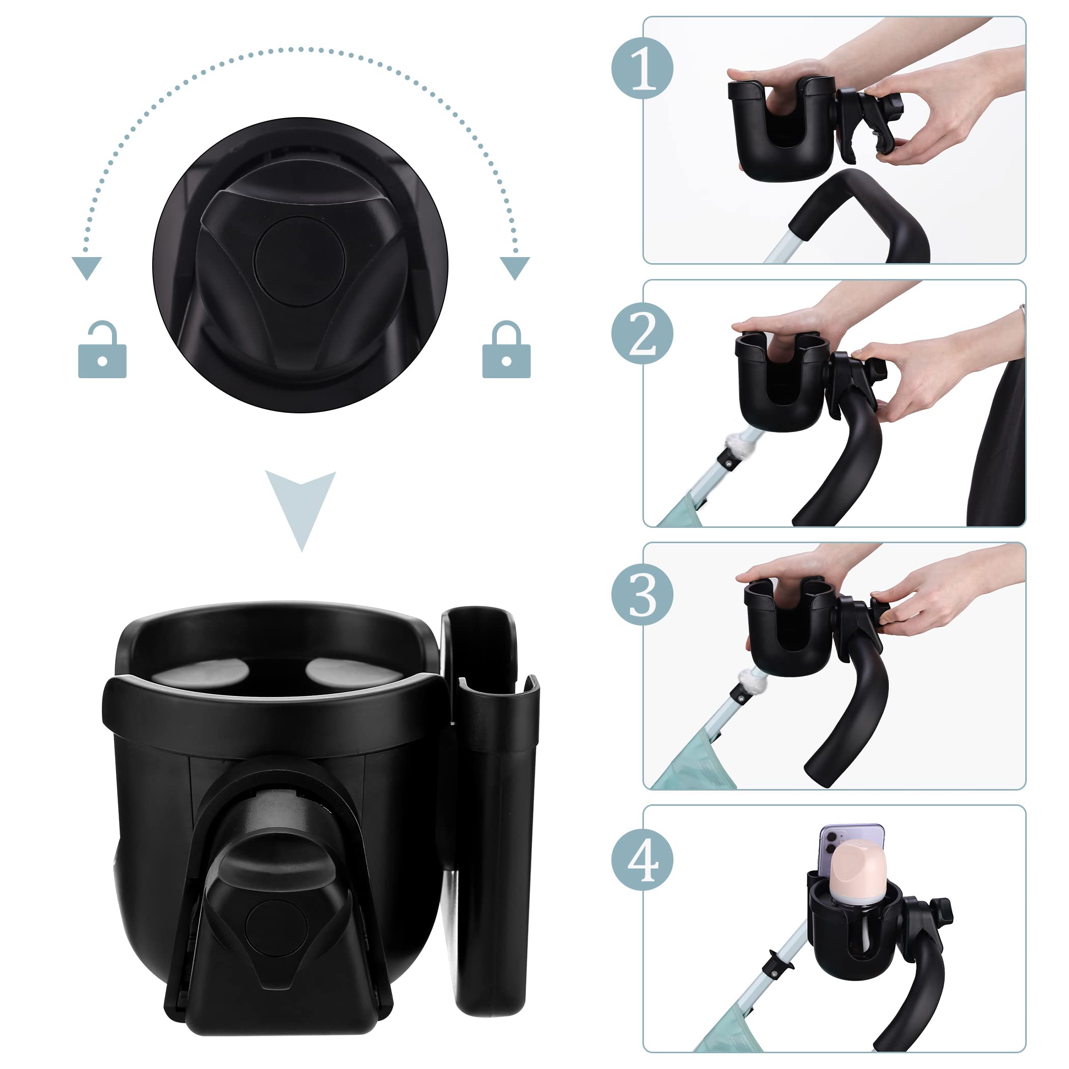 Suranew stroller accessory supports hands-free moments during quick sips.