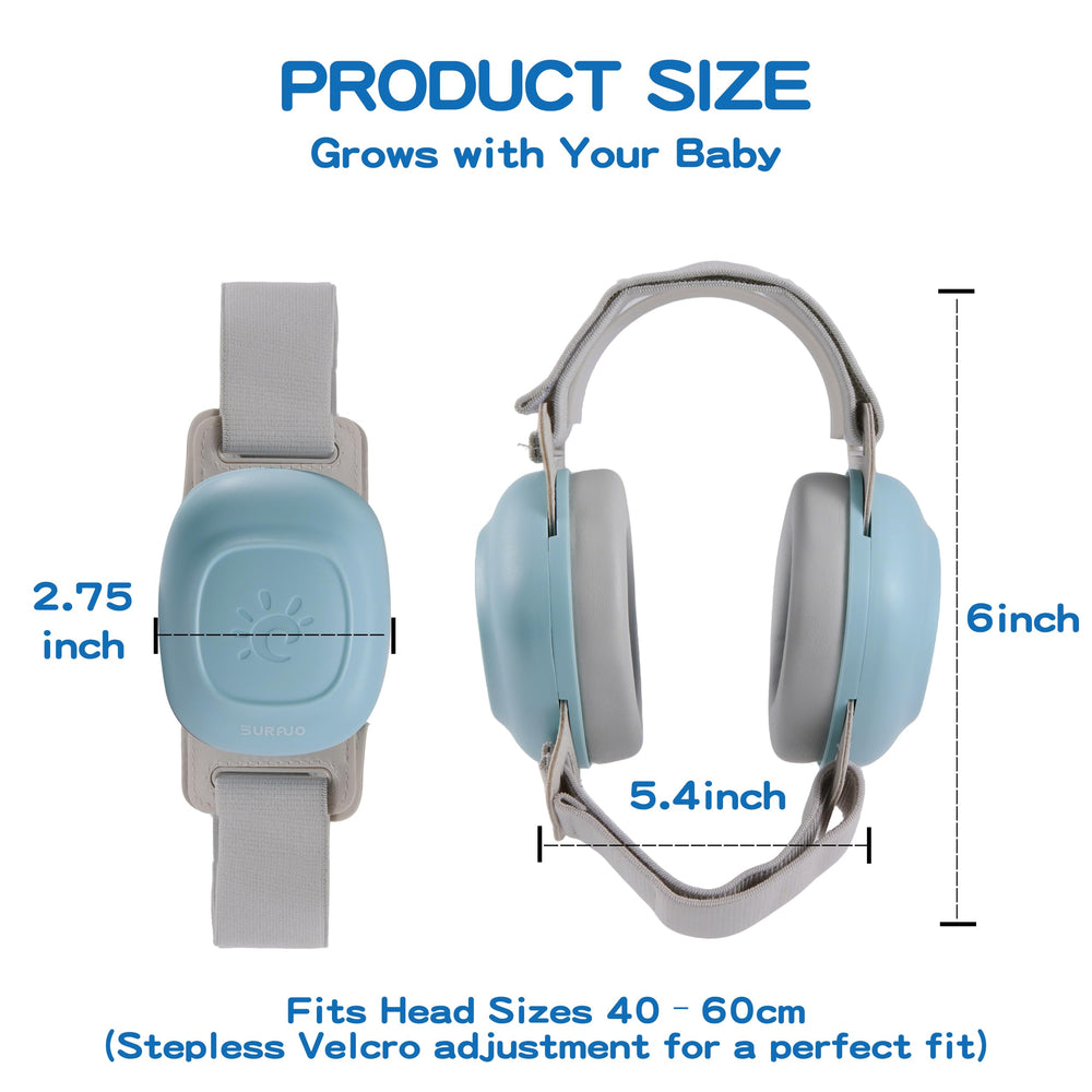 SURAVO earmuffs soft padding close-up showing gentle hypoallergenic cushioning.