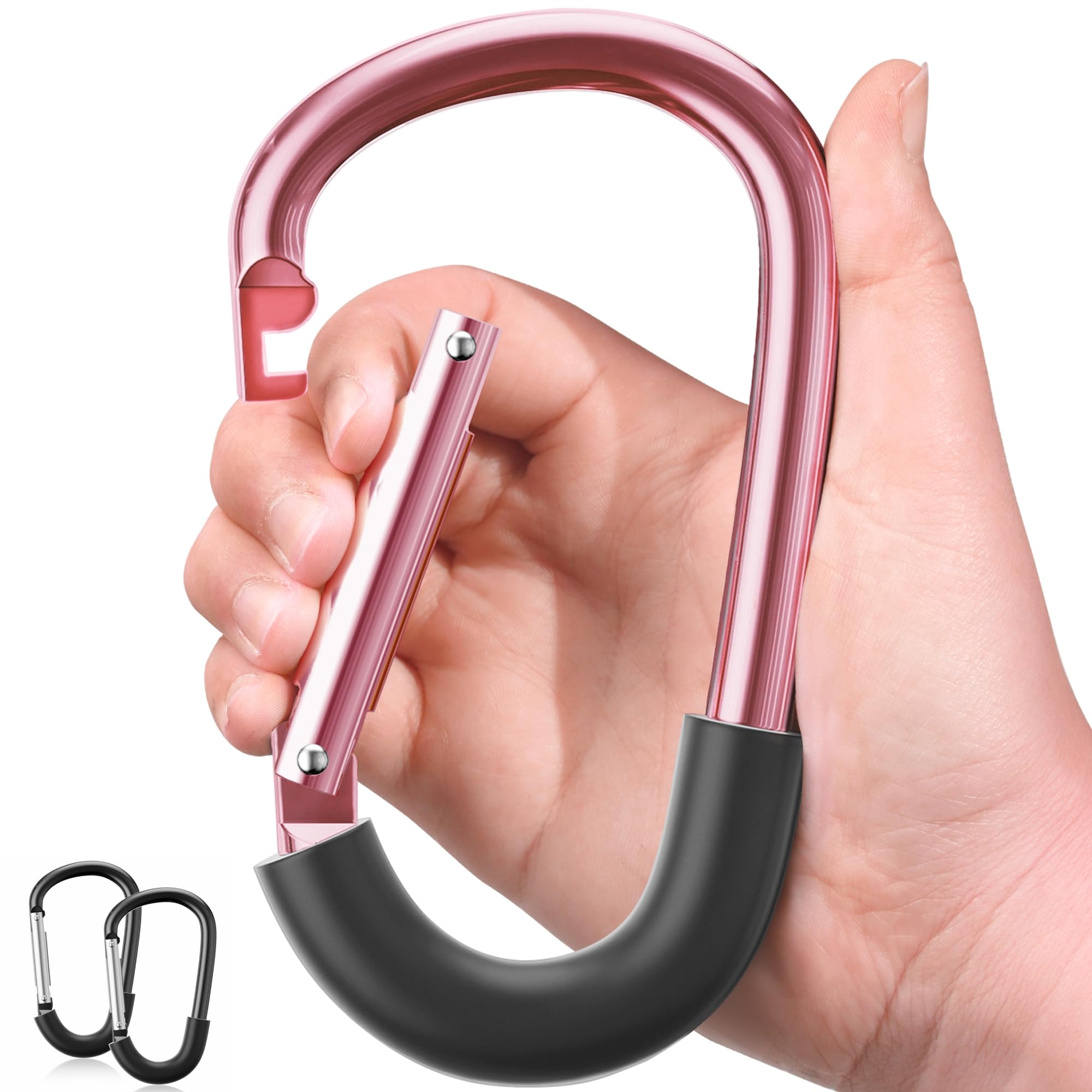 Surdoca stroller hooks demonstrate large bag capacity for organized trips.