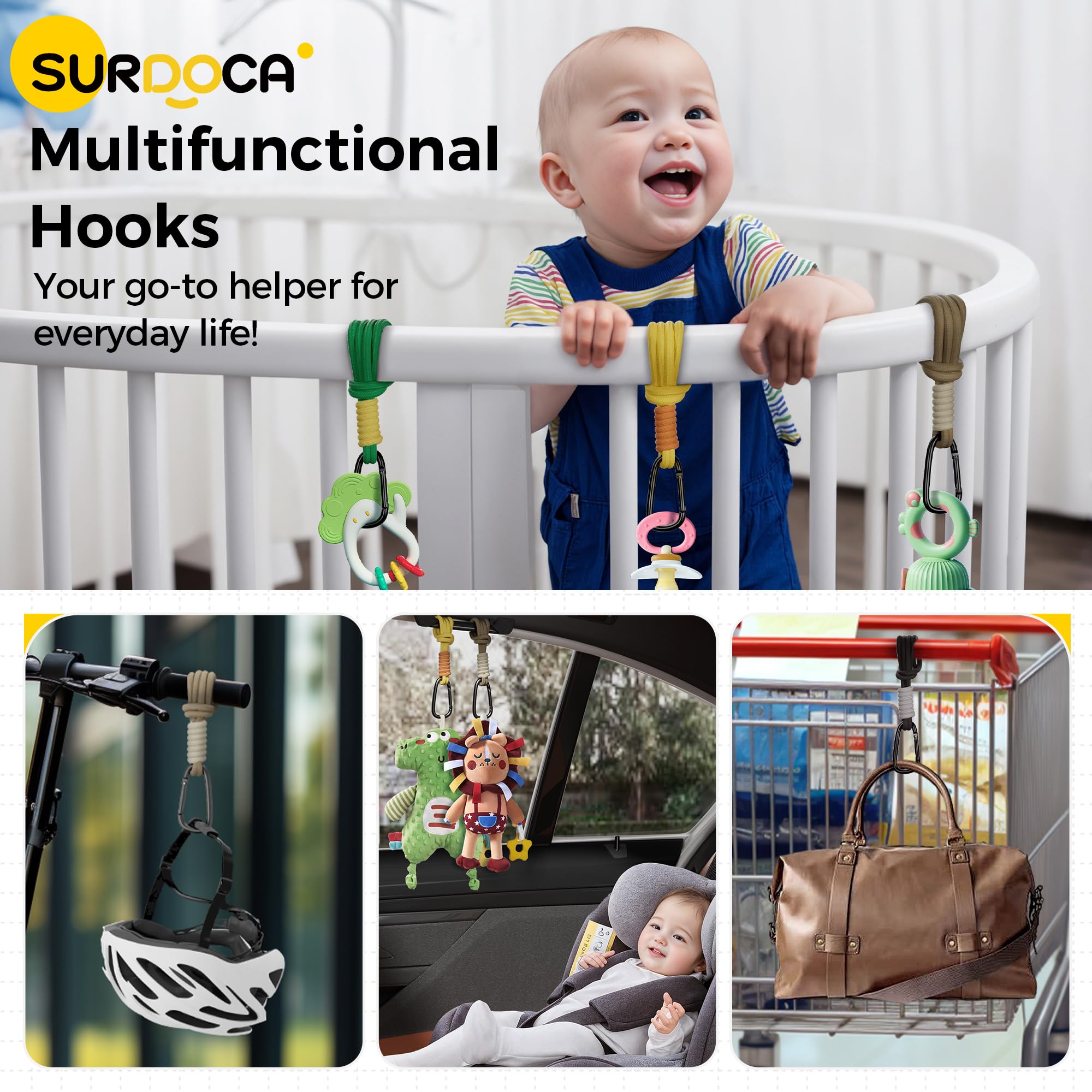 SURDOCA versatile stroller accessory helps organize bags during travel.