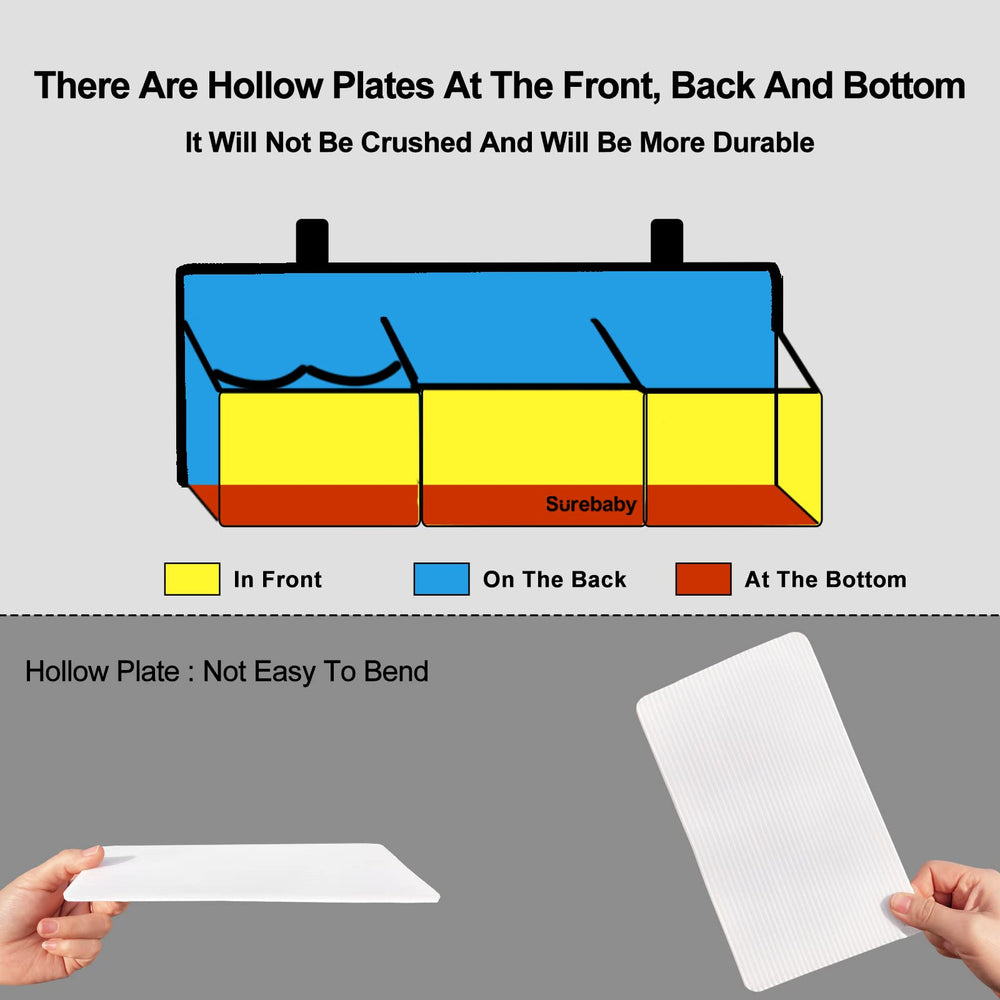 Surebaby versatile mounting options—hooks, straps, or sticker hook for flexible setup
