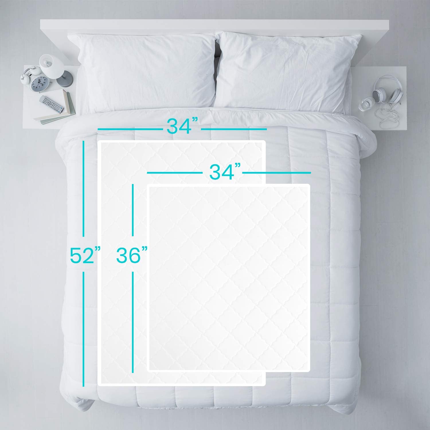 SURES bed pad non-slip base prevents shifting during sleep.