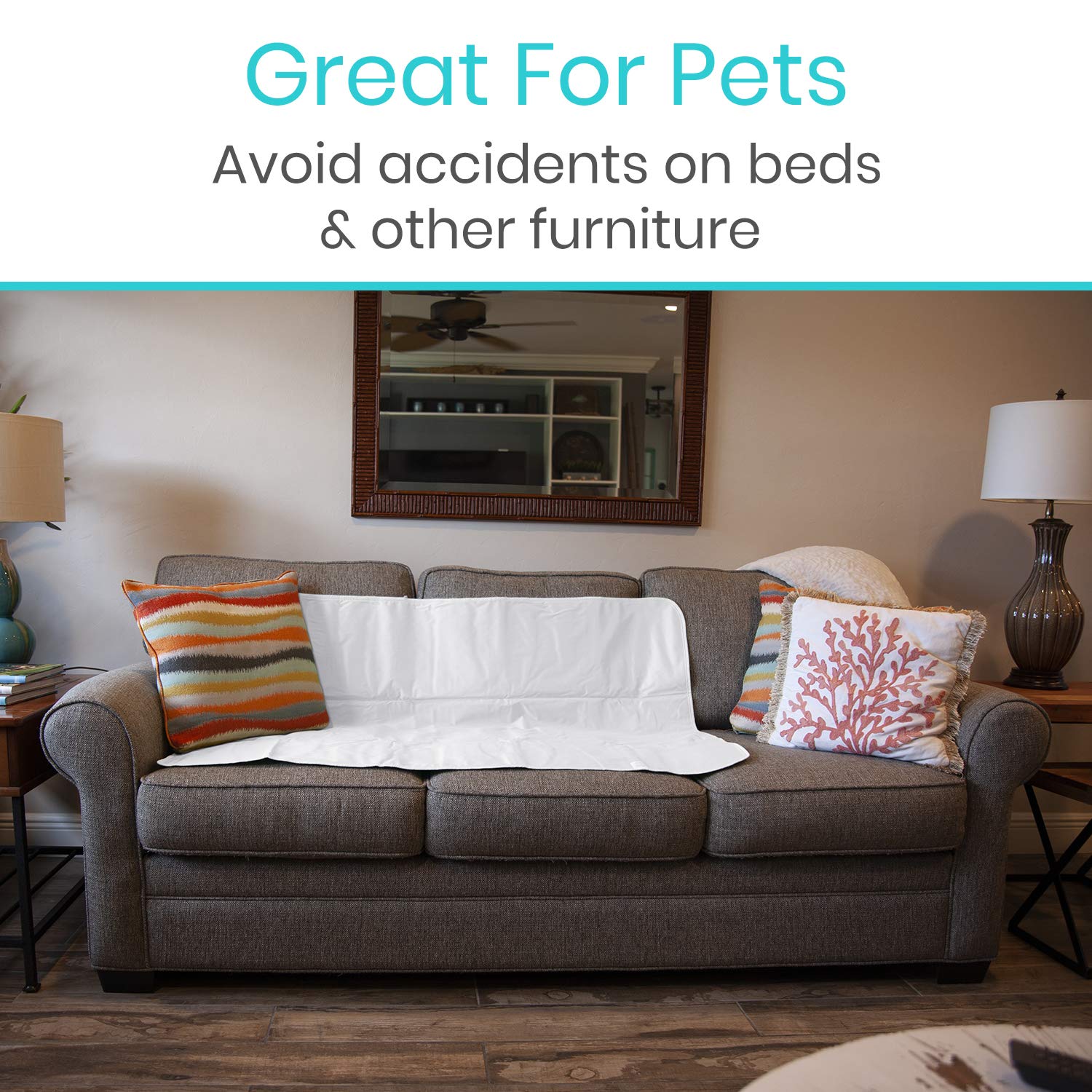 SURES bed pad protecting furniture and car seats from spills.