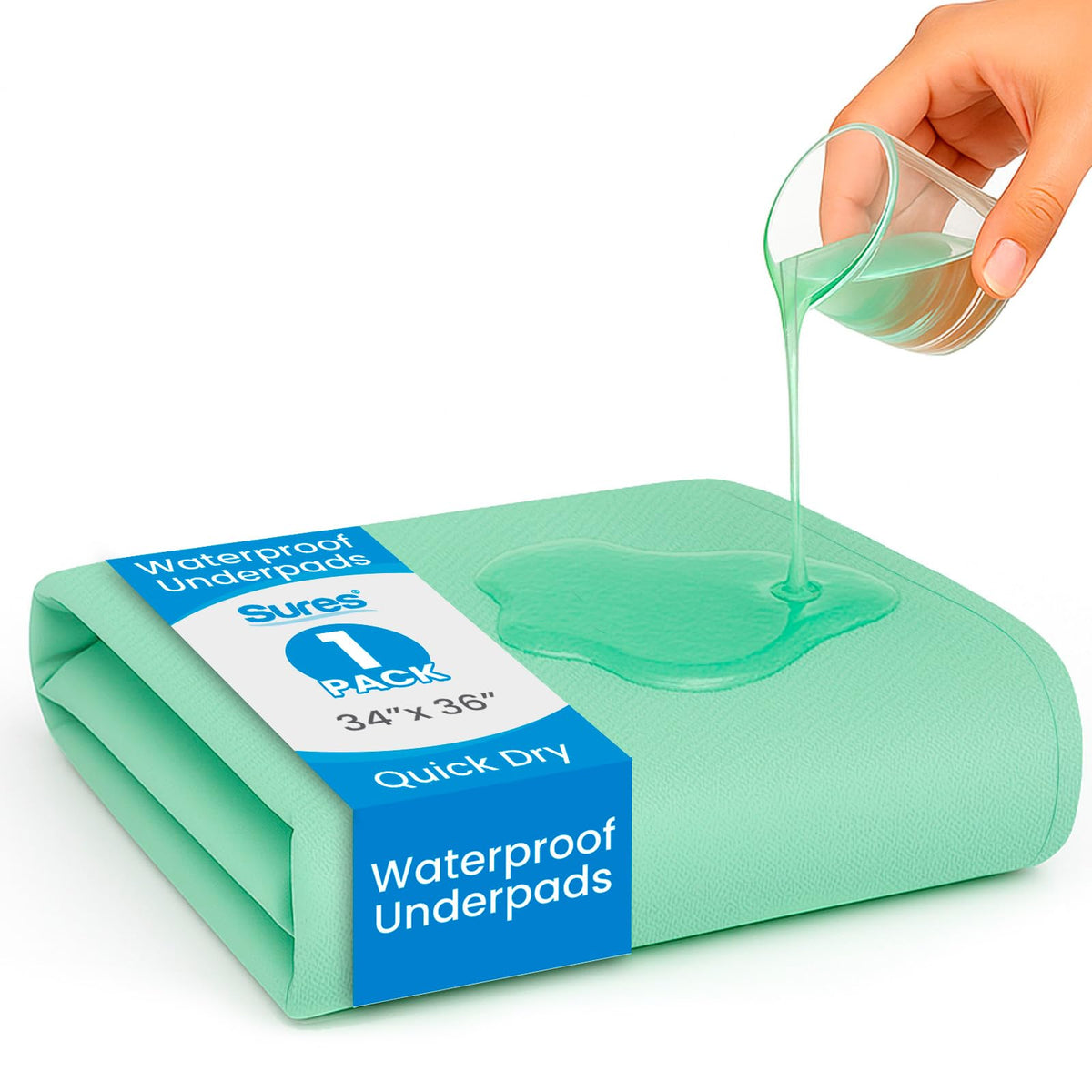 SURES washable bed pad with waterproof base closeup for secure overnight protection.