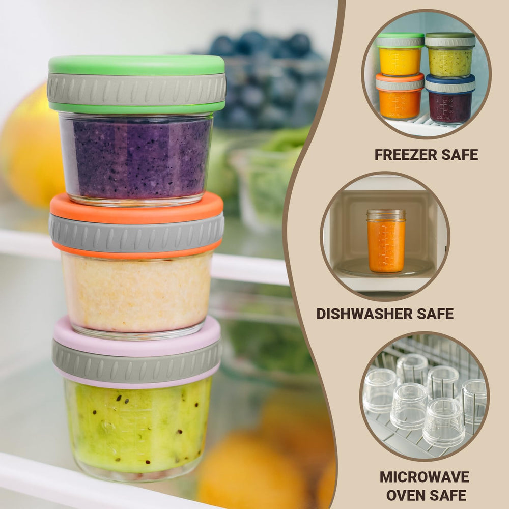 Sursip dishwasher-safe glass jars for easy cleaning after feeding