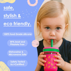 Sursip dual lid sippy straw setup for independent sipping.
