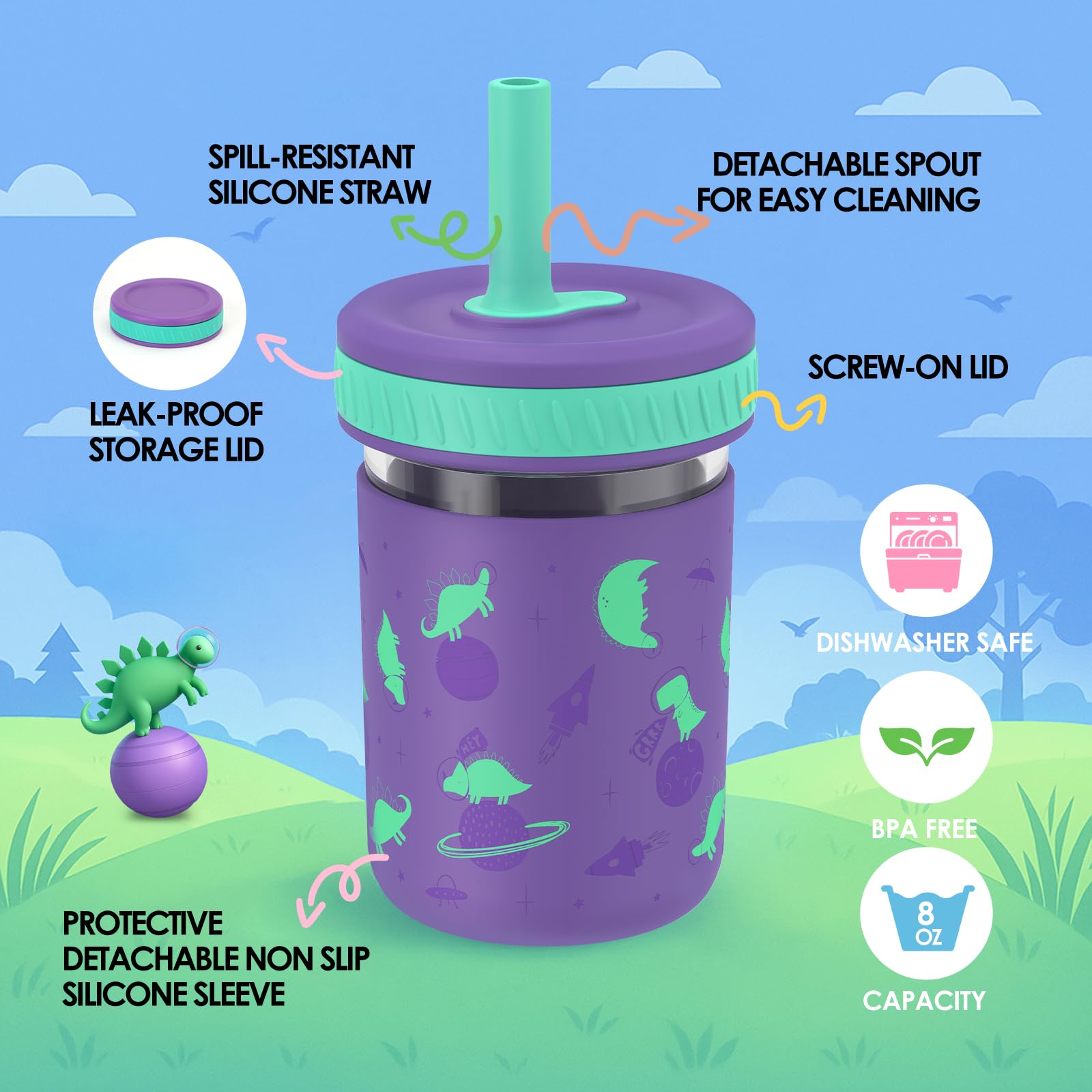 Sursip spill-proof with lids, easy to transport for snack time.