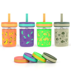 Sursip toddler glass cups with silicone sleeve offer grip and drop protection.