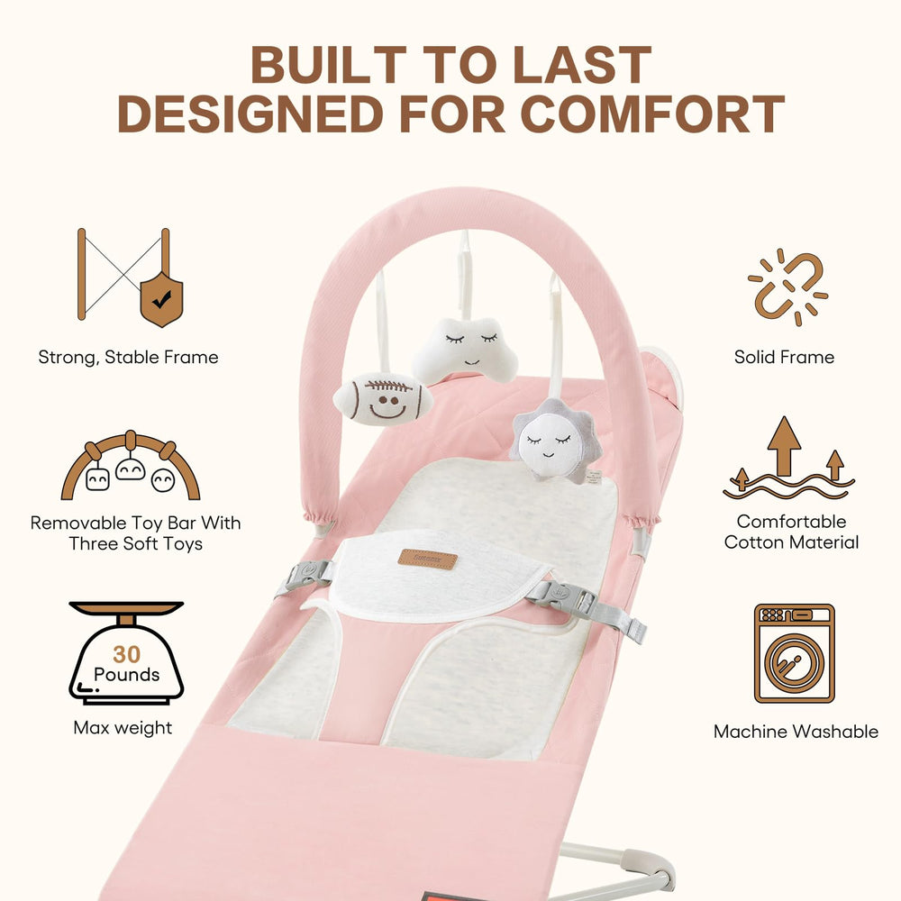 Susomx baby bouncer with 3-height adjust for growing infants.