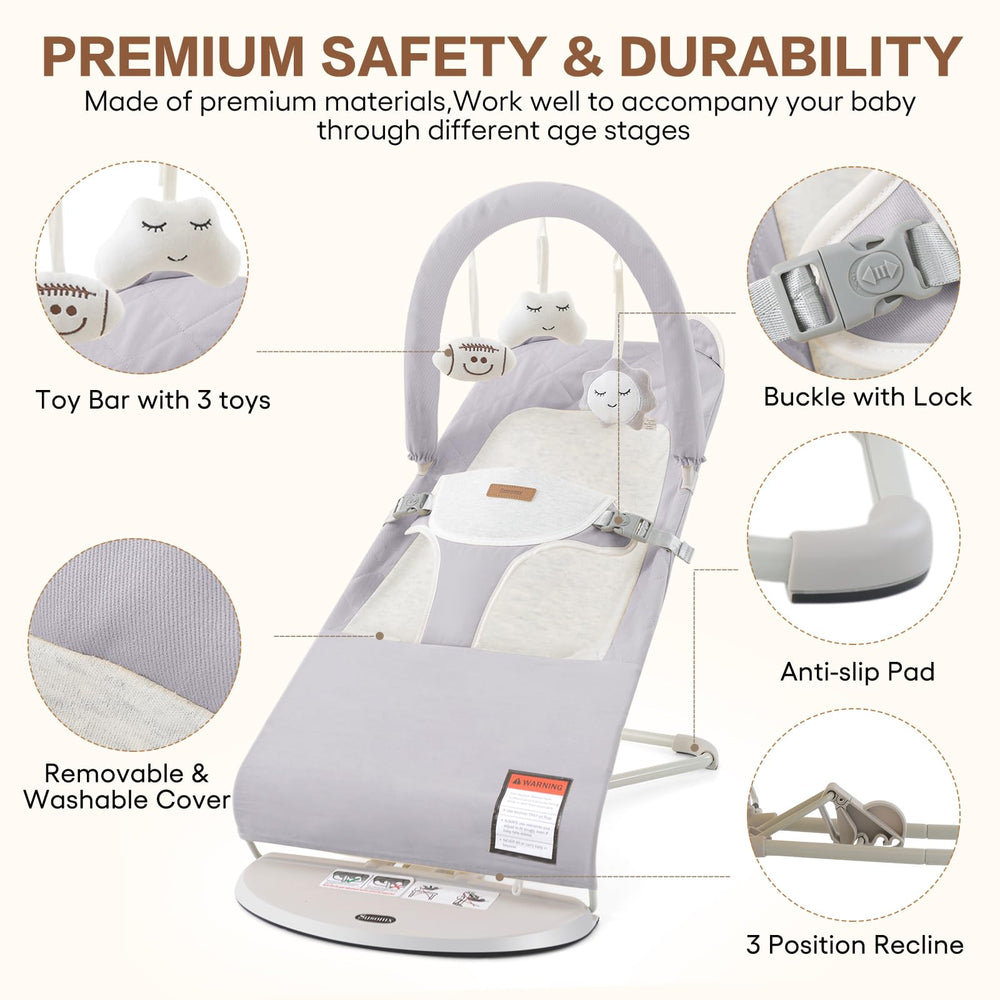 Susomx Baby Bouncer features soft cotton cover for cozy seating
