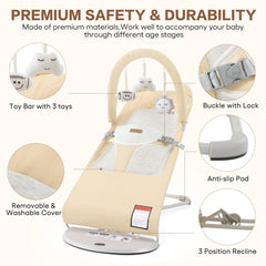 Susomx baby bouncer soft cotton cover for gentle contact.