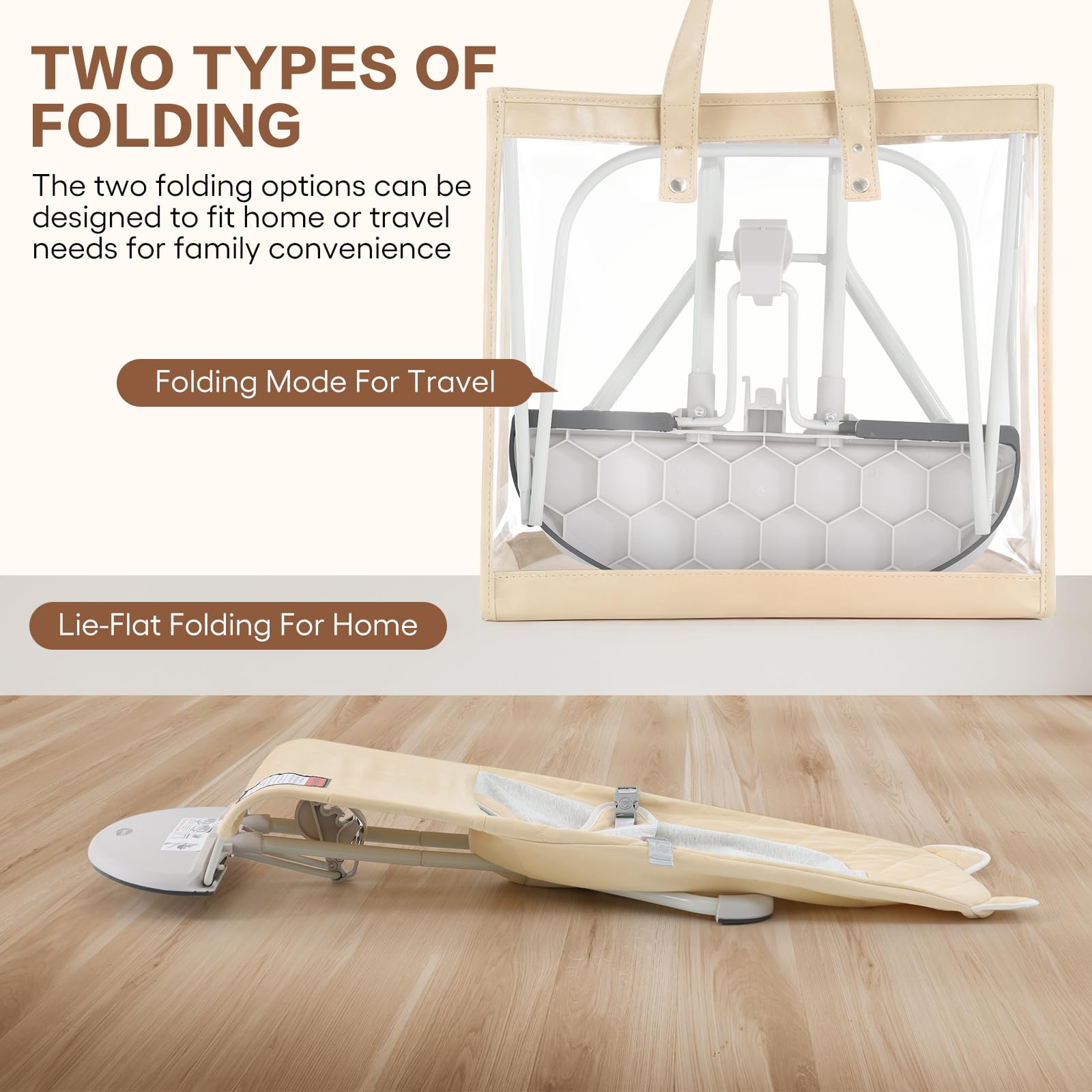 Susomx baby bouncer swing mode provides soothing motion.