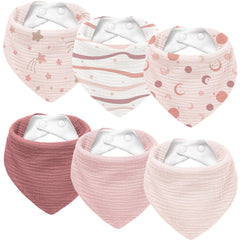 Susurration baby drool bibs in a 6-pack provide mess-free outfits for babies.