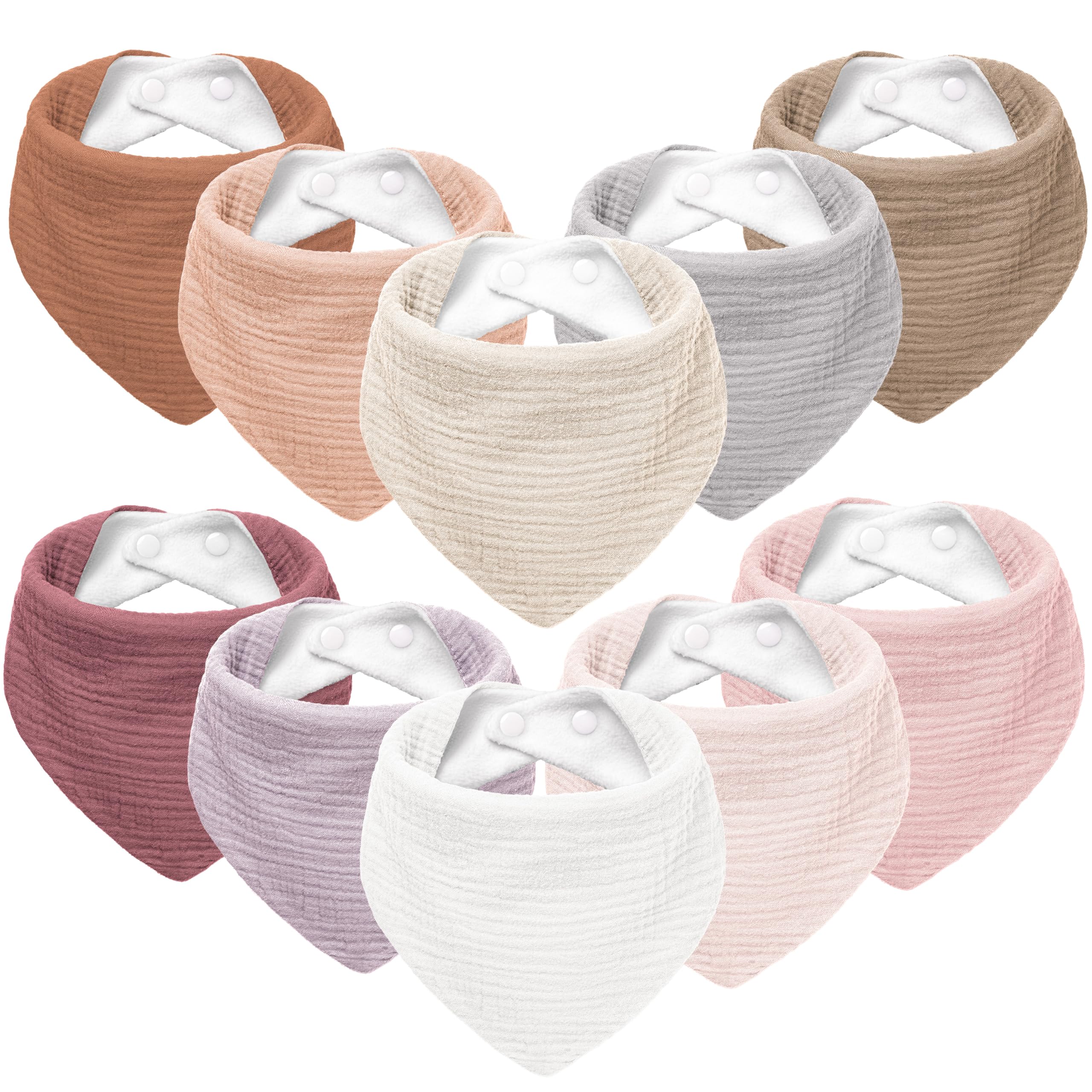 Susurration bib flatlay highlighting soft muslin front and plush backing for absorbent protection