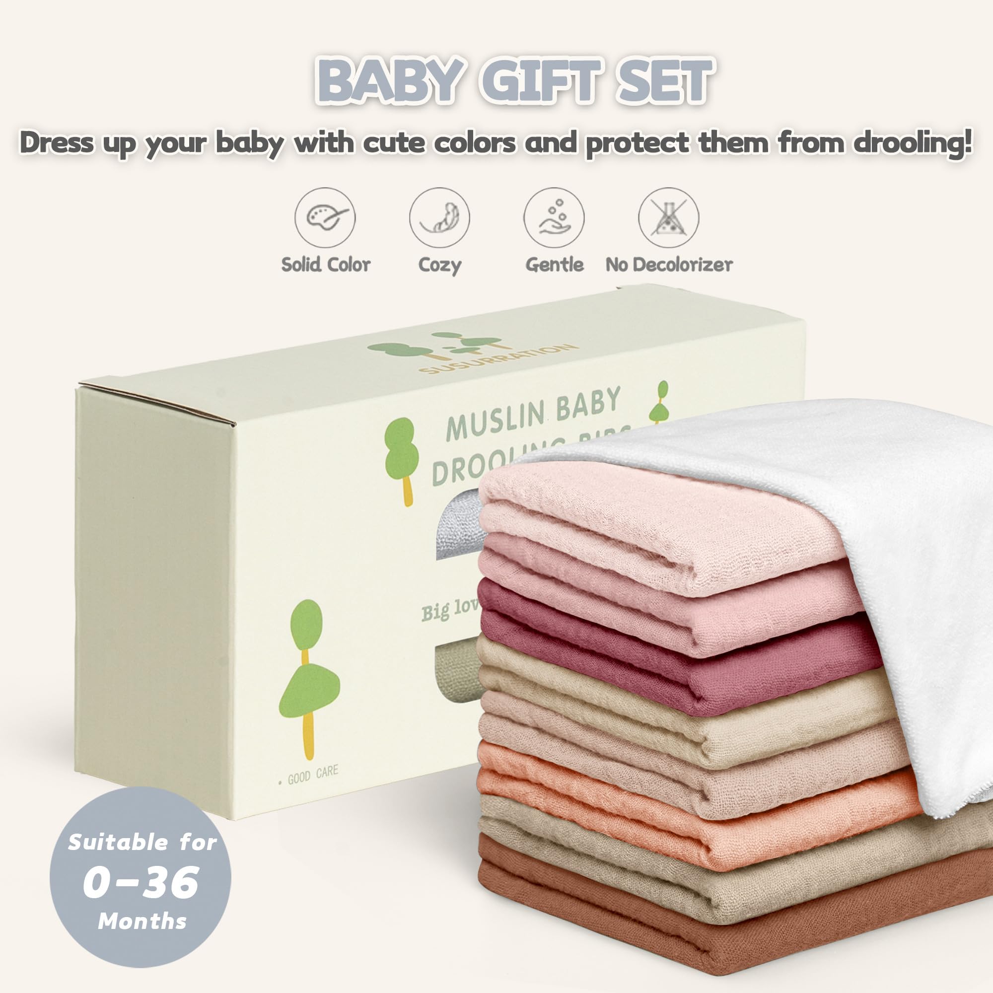 Susurration gift-ready baby bib pack offers stylish practicality for new parents.