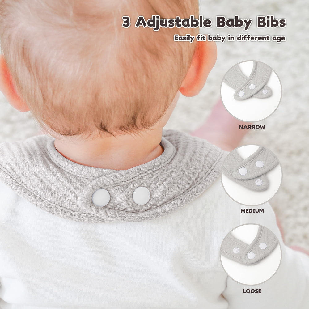 Susurration blue bib on baby during teething and drool.