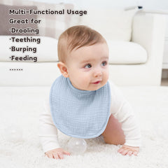 Susurration muslin baby drool bib Blue Planet 02 – adjustable snaps fit growing babies