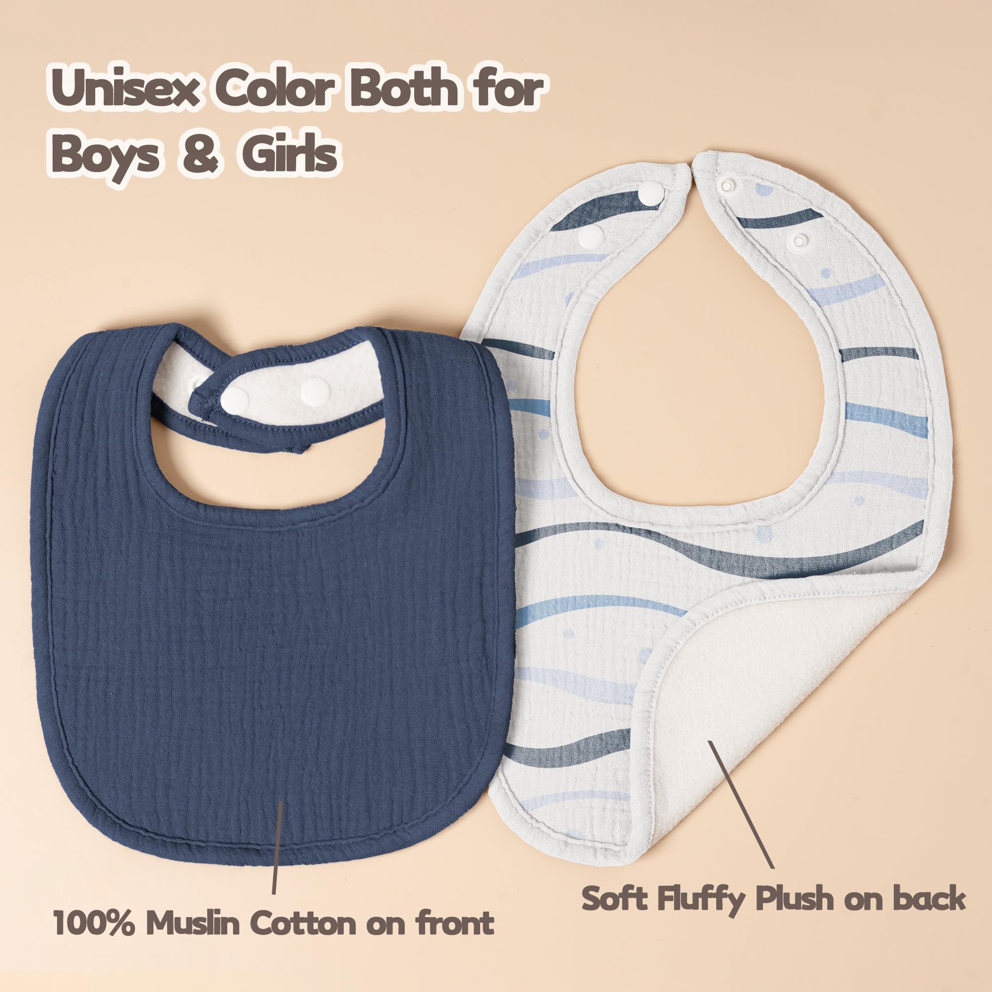 Susurration muslin baby drool bib Blue Planet 06 – machine washable for easy cleanup