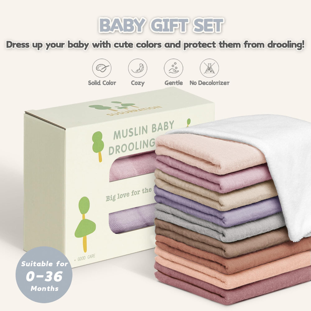 Susurration muslin baby drool bib gift pack for new parents.