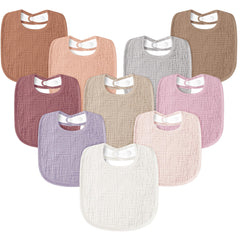 Susurration muslin baby drool bib soft front absorbs drool for all-day comfort.