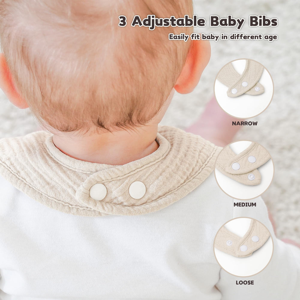 Susurration muslin baby drool bib ideal for spills and teething messes.