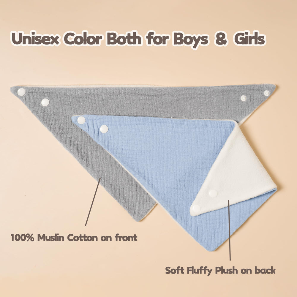 Susurration Muslin Bibs color variety showcases versatile unisex styles.