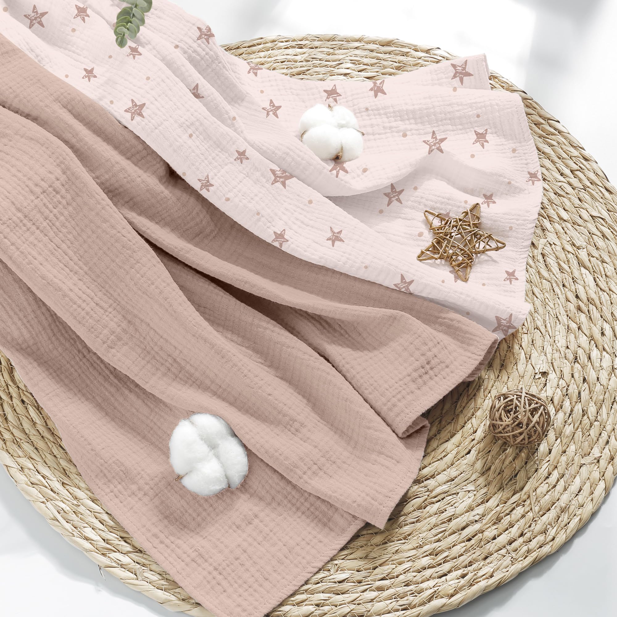 Susurration pink stars swaddle blanket ready for newborn hugs and soothing nights