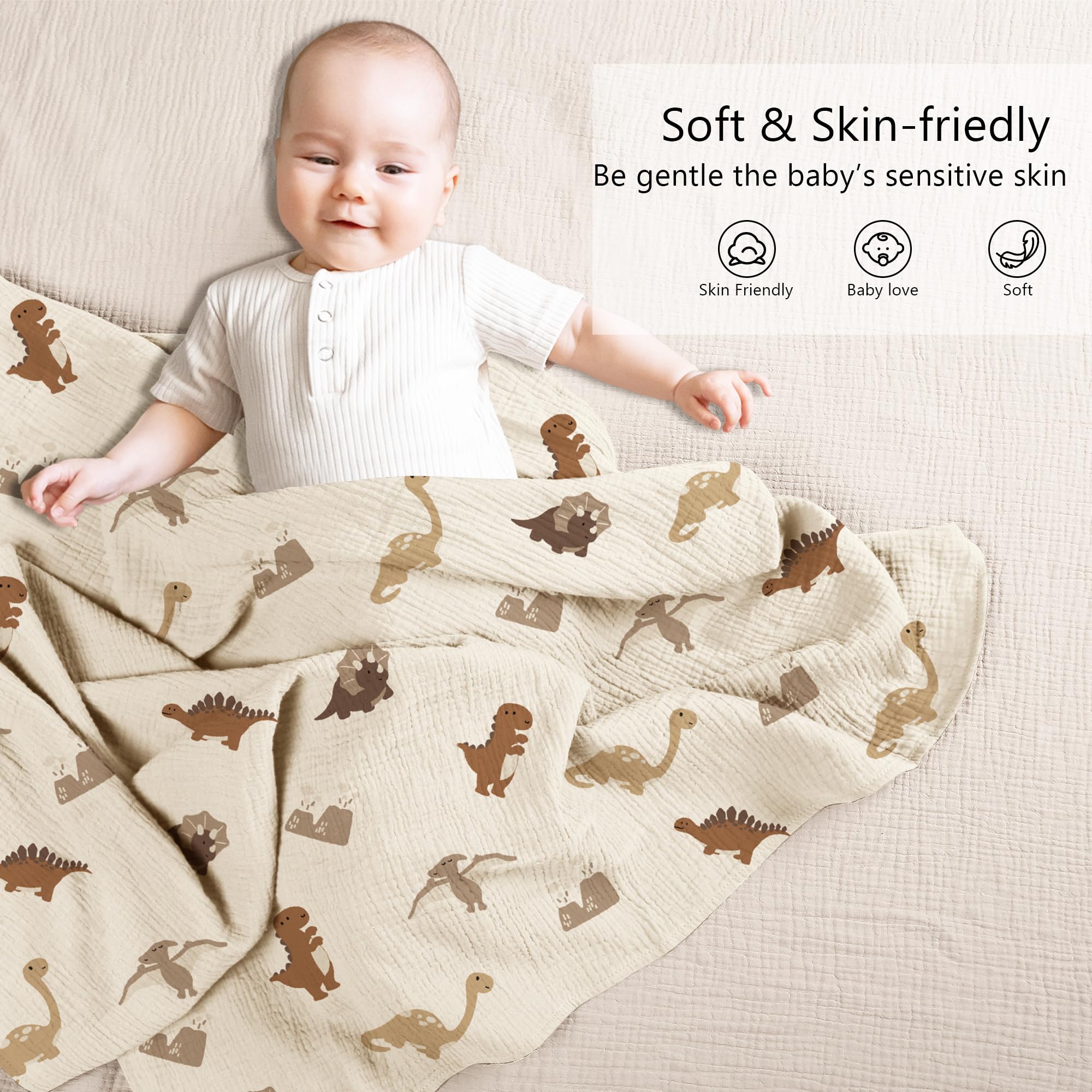 Close-up of Susurration muslin fabric showing breathable cotton feel for baby comfort.