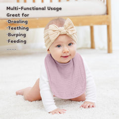 Susurration muslin texture close-up pink bib with soft absorbent front.