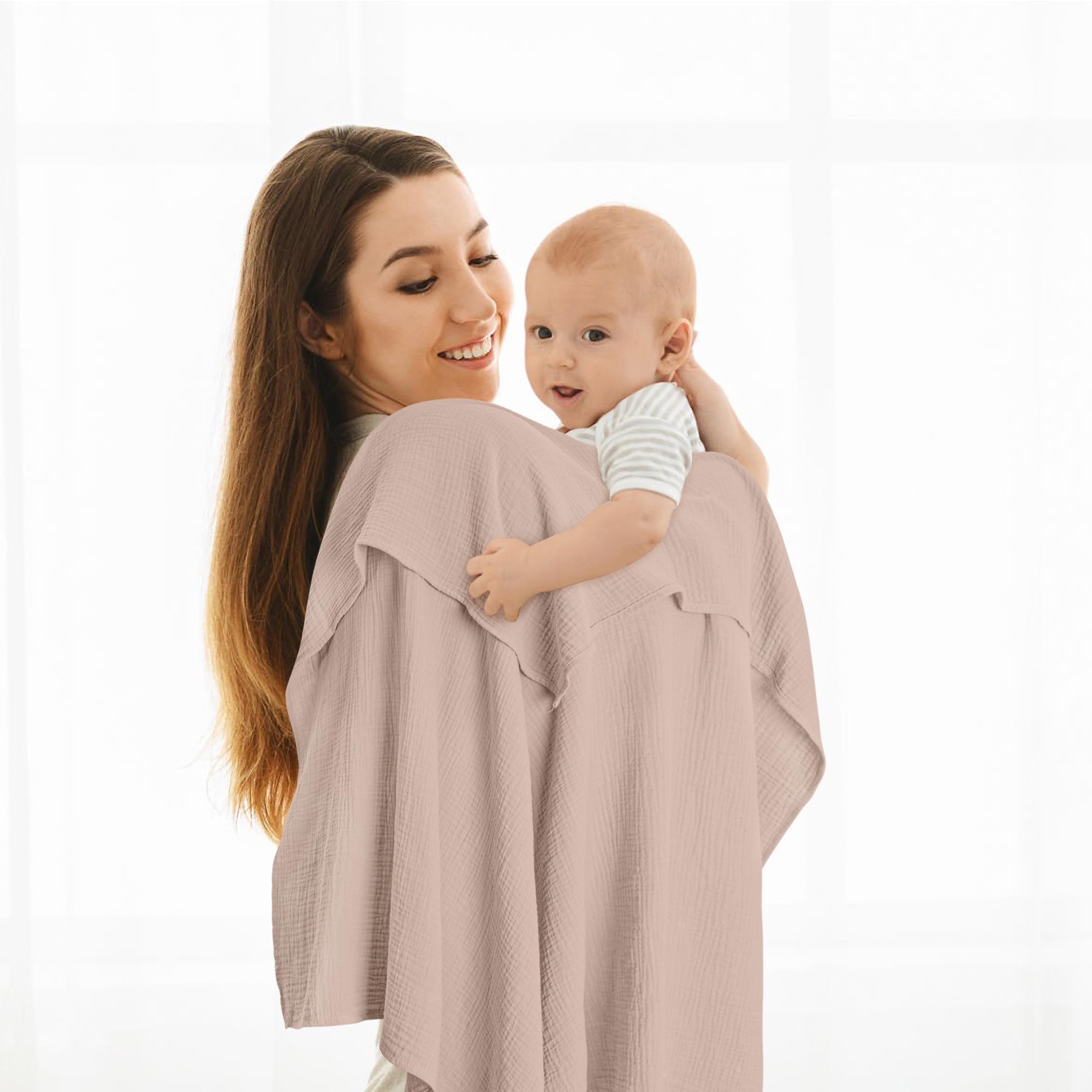 Susurration muslin blanket pink stars close-up shows soft, breathable fabric