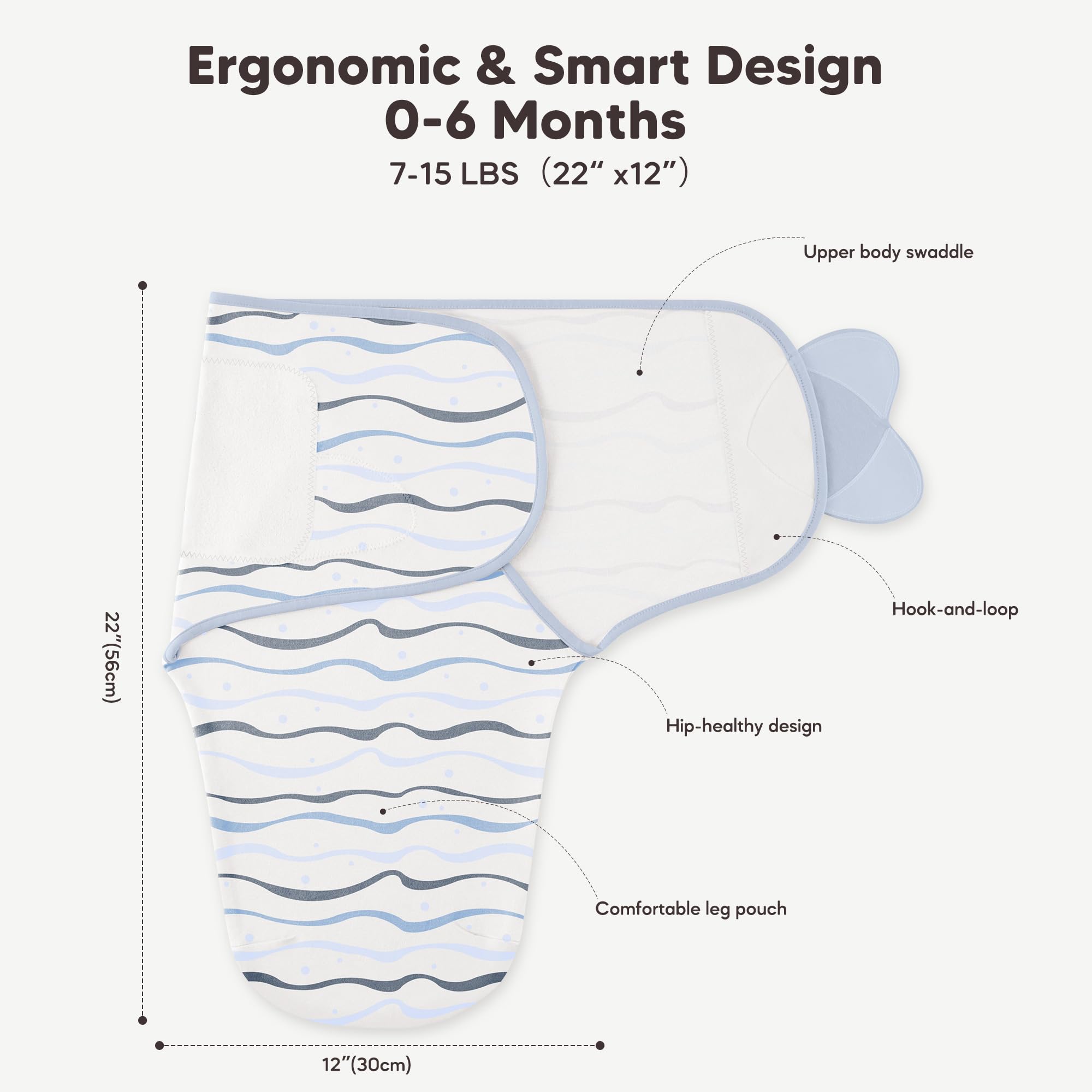 Susurration swaddle with silent Velcro for peaceful naps.
