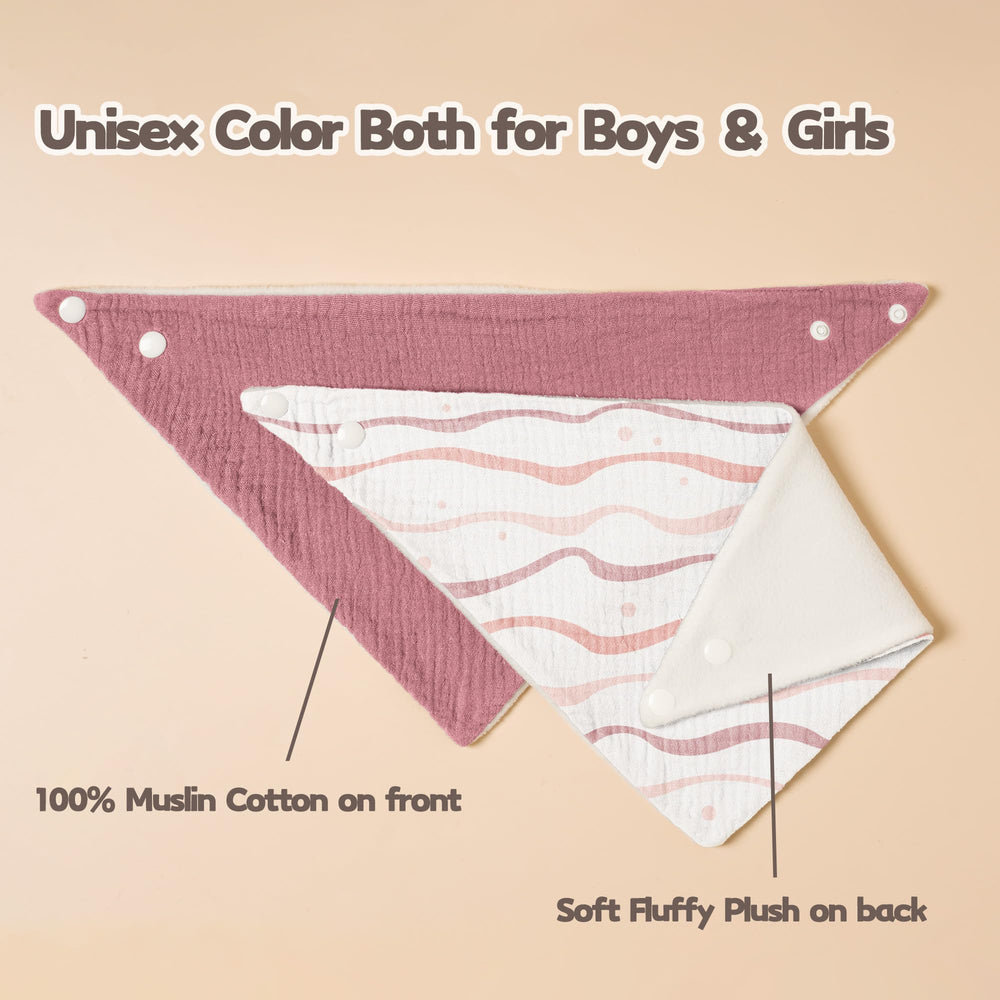 Susurration unisex baby bibs in bright colors match any outfit.