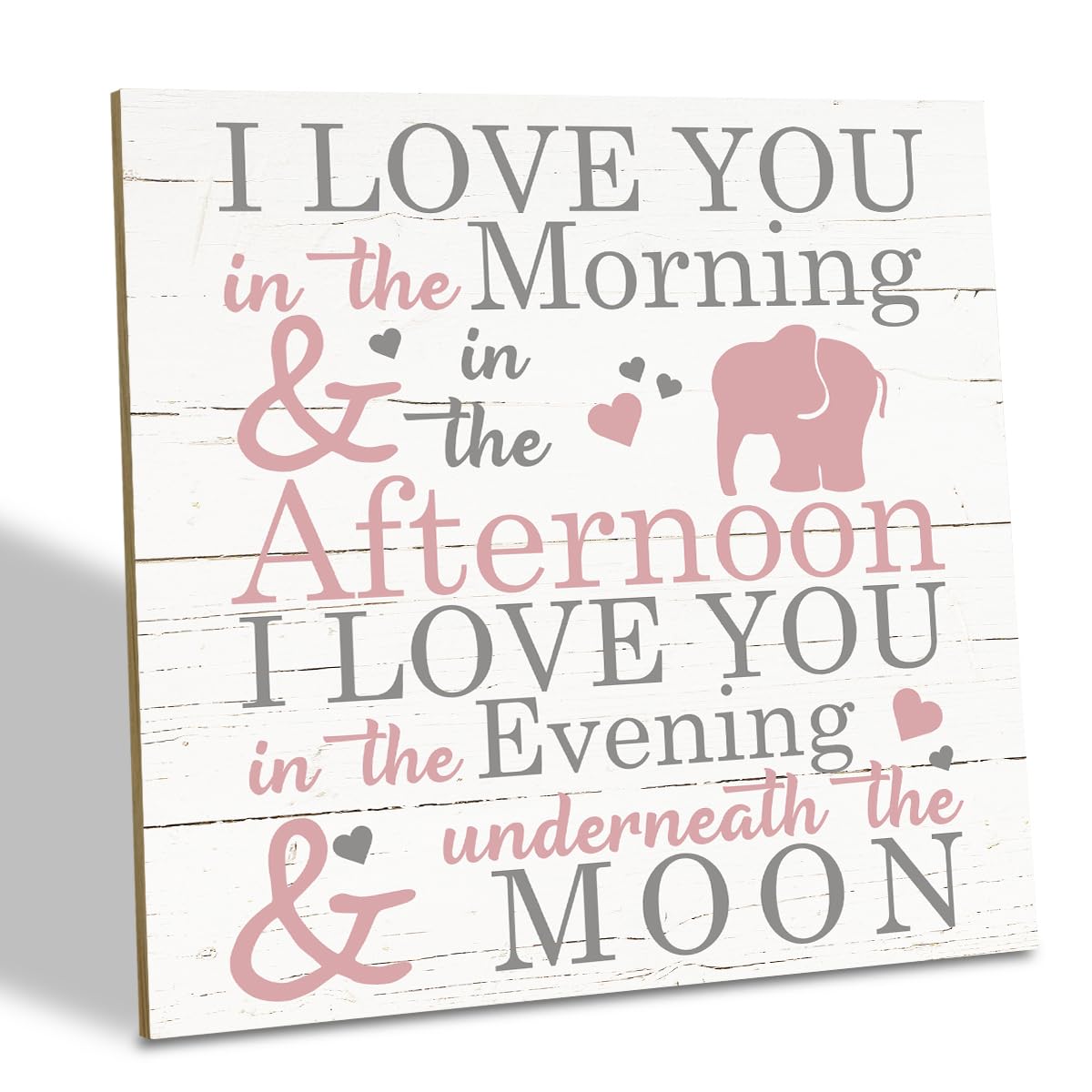 SUSZDOU Love Sign wood plaque with elephant motif for nursery decor.