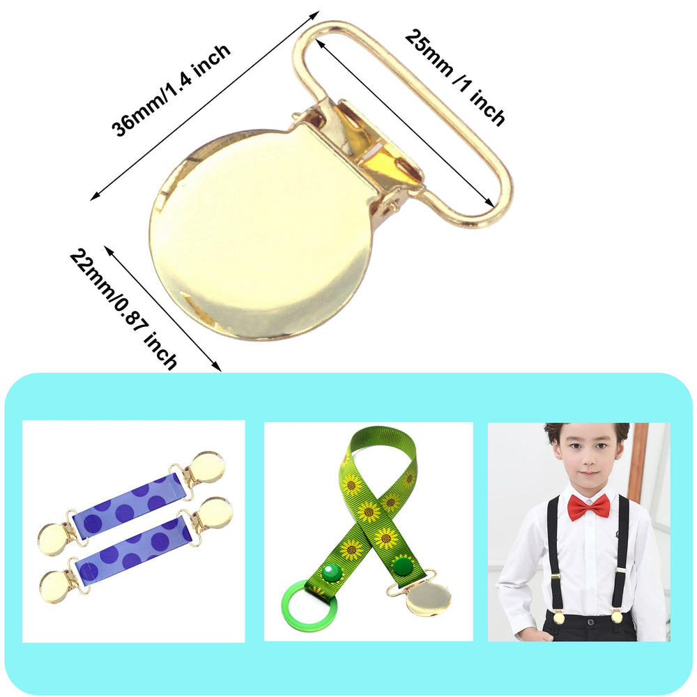 Sutoyuen 20-pack gold pacifier clips for craft projects.