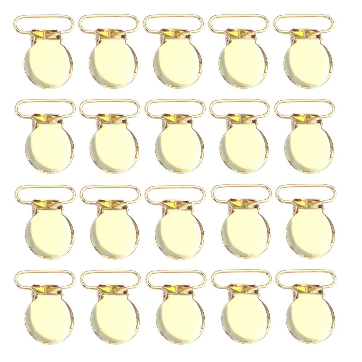 Sutoyuen gold round pacifier clip with secure 1-inch loop for DIY holders.
