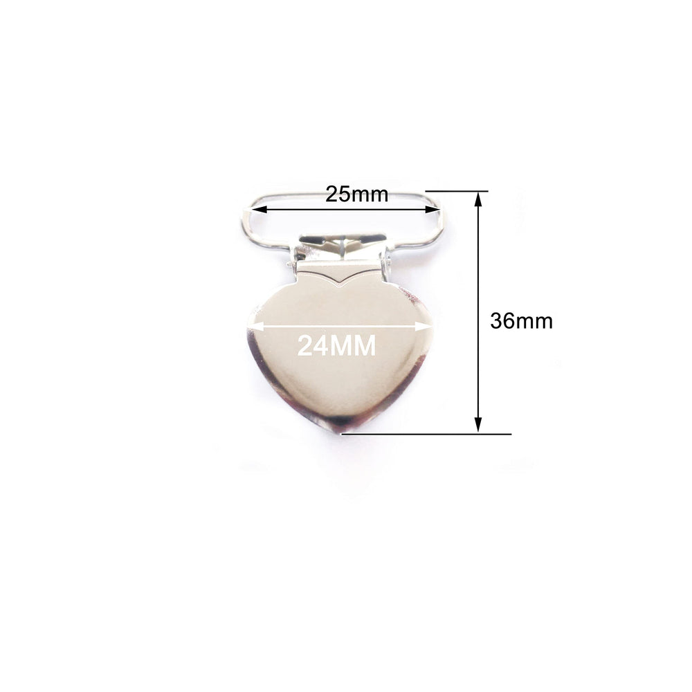 Sutoyuen silver heart clips for baby accessories and clothing details.